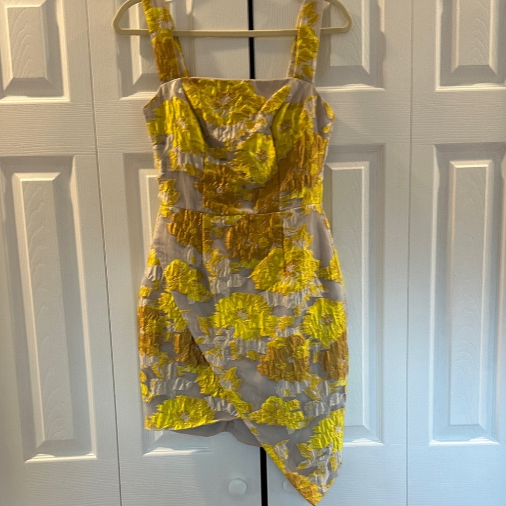 Elliatt Yellow Floral Jacquard Mini Dress
